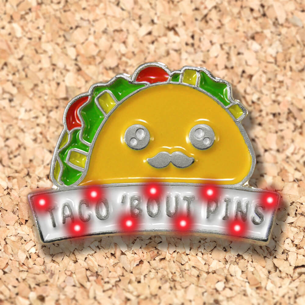 Flash On Pin with lights included on recessed enamel pin